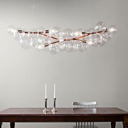 American Bubbles Glass E27 Led Chandelier Lamparas Fixtures Post Modern Minimalism Lustre Pendant Chandelier Lighting