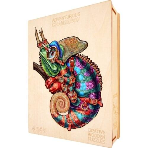 Adventurous Chameleon Wooden Puzzle For Adults Kids Educational Toy Wooden Jigsaw Puzzles with Original Box Gift Puzzles Games