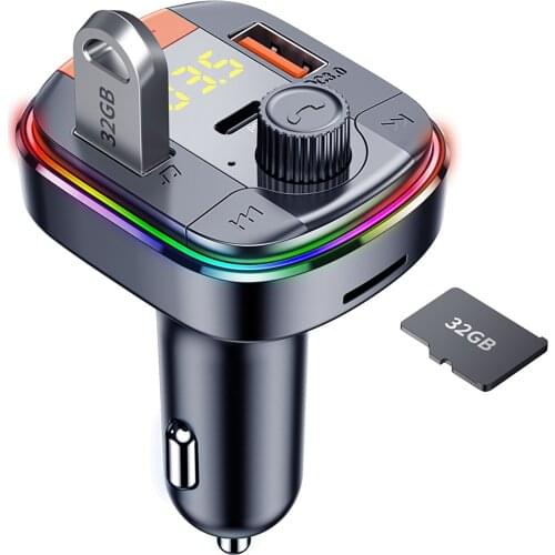 Car FM Transmitter Bluetooth 5.0 Adapter Car Mp3 Player 2 USB Port With PD Fast Charger Car Hands-Free Kit