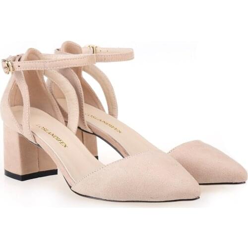 Summer Ladies Bridal Suede Thick Heel Pumps Wedding Party Shoe Newest Women Open Toe Sexy Ankle Straps Sandals