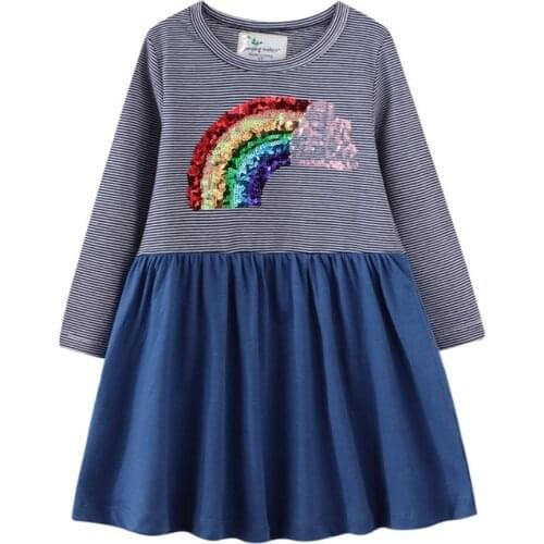 Jumping Meters New Arrival Princess Rainbow Girls Party Dresses Beading Childrens Autumn Winter Birthday Tutu Dresses Toddler