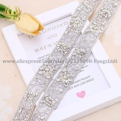 FZD 10 Pieces Rhinestones Wedding Decoration Crystals Sew On Sash Belt Shiny Glass Appliques for Bridal Strass Waistband DIY