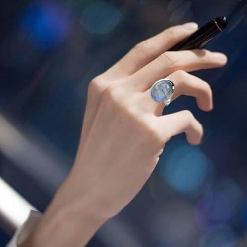 Natural Moonstone rings For Men Womens Silver Jewelry Ring With Big Stones Oval Gemstones Gifts Wholesale