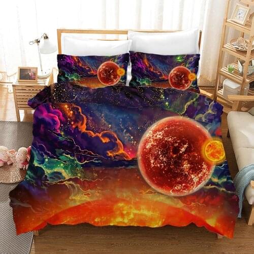Star Sky Series 3D Duvet Cover Set Space Planet Printed Single Kids Bedding Double Queen Size Bed Set Bed Clothing
