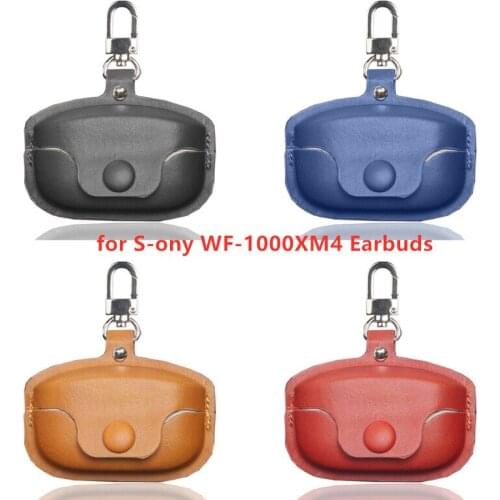 Leather Protective Cover Shell Anti-fall Earphone Case Compatible with -Sony WF-1000XM4 Wireless Earbuds Leather Protective Cove