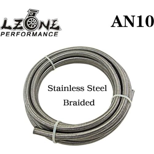 LZONE - AN10 10AN (14.2MM / 9/16" ID) STAINLESS STEEL BRAIDED Racing Hose Fuel Oil Line 5 METER/ 5M JR7114