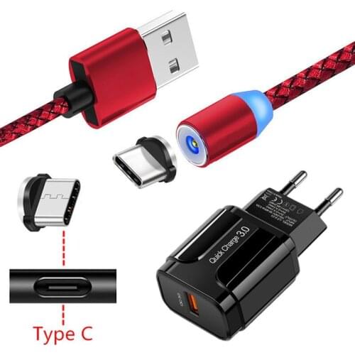 Magnetic Type C Magnet Charge Cable For Samsung Note 10 8 S10 A60 A5 A7 2017 LG Stylo 5 4 Sony Xperia 10 QC 3.0 USB Fast Charger