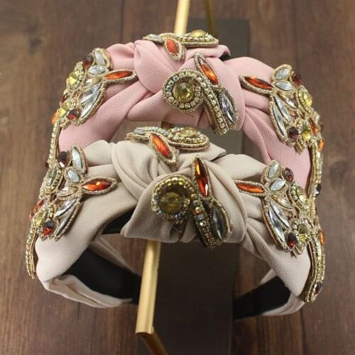 Fashion New Exaggerated Yellow Flowers Diamond Green Crystal Rhinestones Bohemian Headdress Ladies Wedding Party Accessories