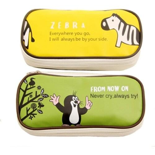 XRHYY Pack of 1 Green or Yellow Large PU Leather Pen Pencil Organizer Holder Pouch Bag Case