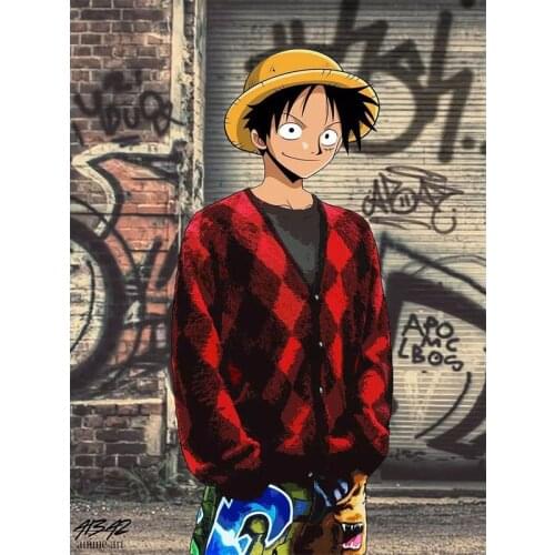 One Piece Luffy Diy Painting Cross Stitch Rhinestone Mosaic 5D Full Square Diamond Embroidery Beads Decor Gifts