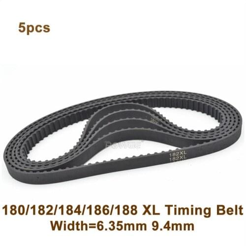 POWGE 180/182/184/186/188 XL Timing Belt W=6.35/9.4mm Perimeter 457.2/462.28/467.36/472.44/477.5mm Rubber XL Belt Inch Trapezoid
