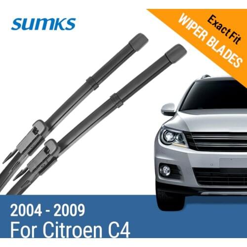 SUMKS Windscreen Hybrid Wiper Blades for Citroen C4 28"&24" Fit Pinch Type Arms 2004 2005 2006 2007 2008 2009