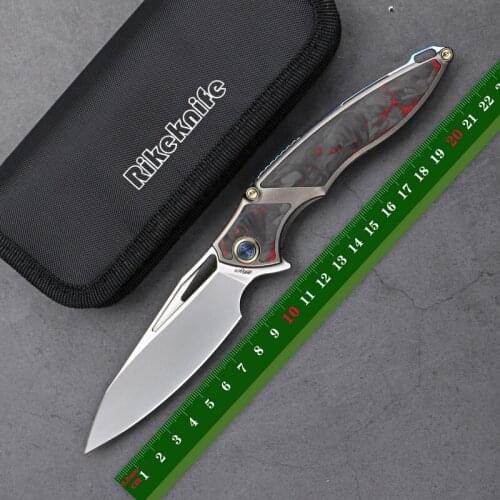 RIKE RK1902 M390 Steel Folding Knife Titanium Imported carbon fiber Handle Outdoor Hunt Survival Pocket EDC Tool Kitchen knives