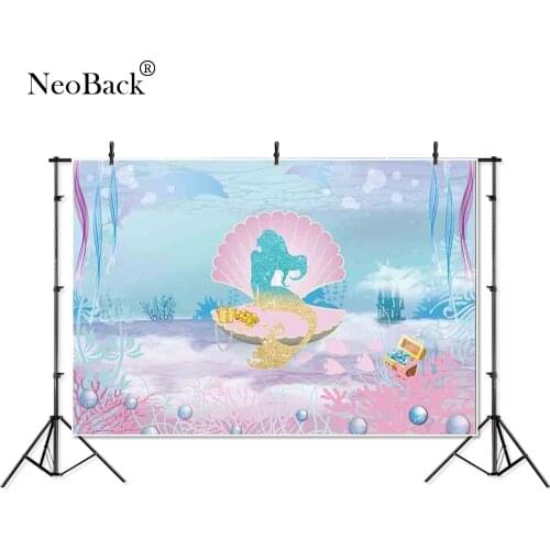 Thin Vinyl under seabed little Mermaid happy birthday children Photography studio Background professional indoor Photo Backdrop