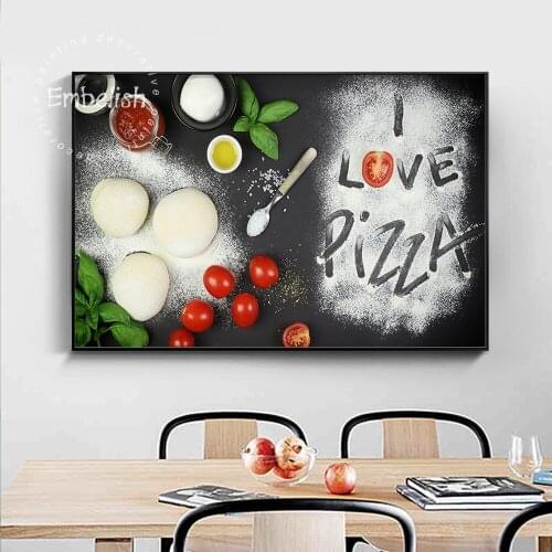 Embelish 1 Pieces Ingredients For Pizza Food Wall Art Pictures For Living Room Kitchen Decor HD Canvas Scandinavian Painting