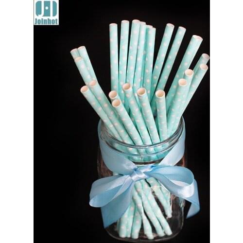 Pack of 25pcs Skyblue Wave Point Paper Drinking Straws Creative Drinking Tubes Wedding Decoration Party Supplies