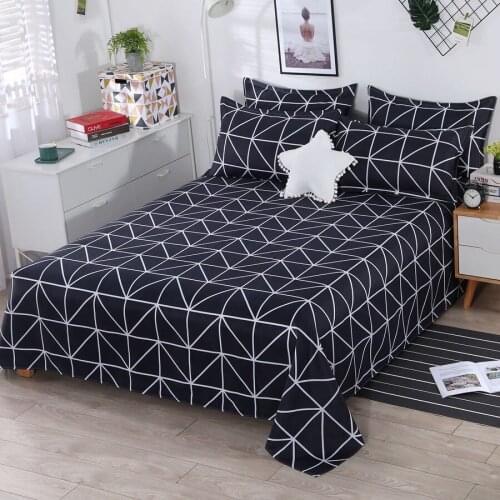 Black Lattice Queen King Size with Two Pillow Covers Cotton Double Bed Sheet Soft And Warm Plaid Bed Sets 3 Pcs
