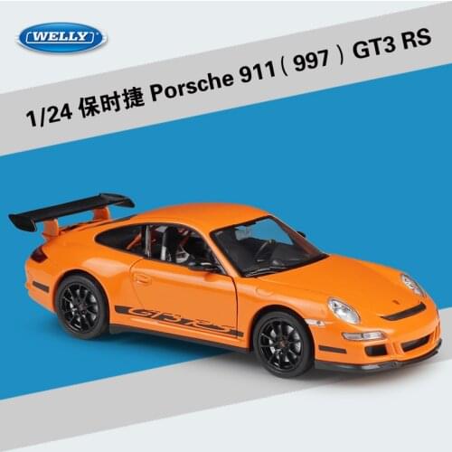 Welly Diecast 1:24 Car Simulator Model Car Alloy Porsche 911(997) GT3 RS Sports Car Metal Toy Racing Car For Kid Gift Collection