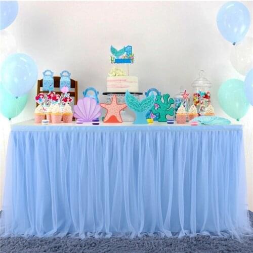 183X77CM Table Skirt Wedding Party Tutu Tulle Tableware Cloth Baby Shower Birthday Banquet Party Wedding Table Skirt Home Decor