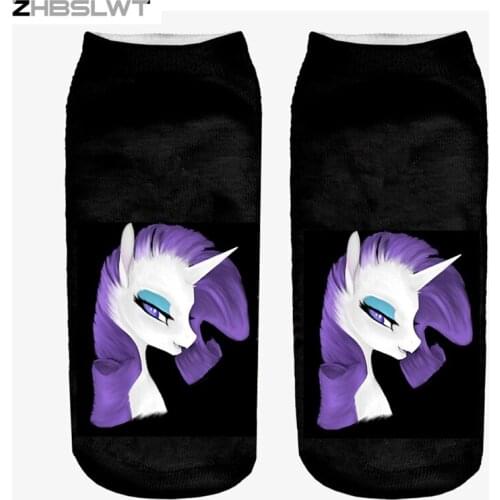 ZHBSLWT Harajuku style Girls New 3D Print Animal Unicorn Women Socks Casual Cartoon Socks Unisex Low Cut Ankle Socks