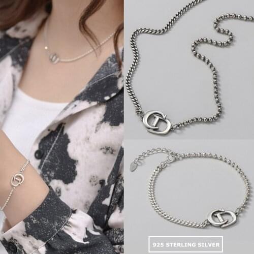 Women Silver Necklace Letter D Pendant Necklace for Women 925 Sterling Silver Beads Chain Luxury Jewelry Accessories