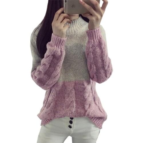 2017 Sleeve womens Sweater Loose Knit Sweaters Blanche New Winter Woman Clothing And Pullovers Vestidos MMY16852