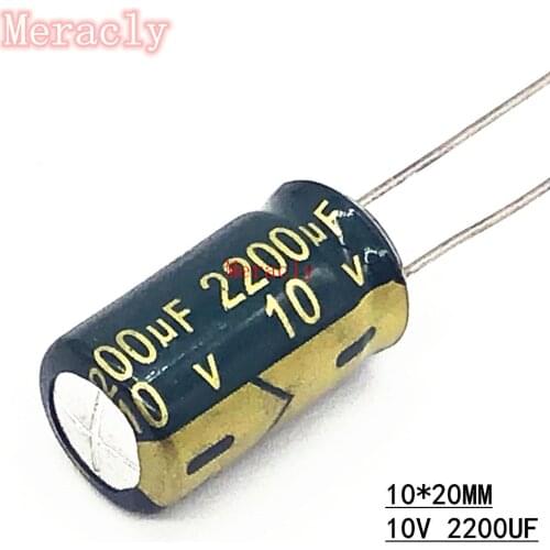 10pcs 10V 2200UF low ESR/impedance high frequency aluminum electrolytic capacitor 20% long life and high temperature resistance