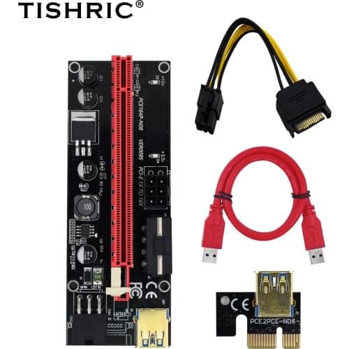 10pcs TISHRIC PCI-E Riser 009s Card PCIE PCI E Extender USB 3.0 to 6pin Adapter Cable Mining Riser For Video Card 24 hours ship