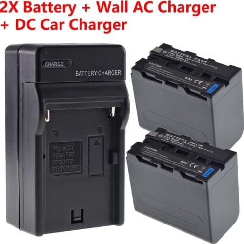 2PCS Battery + Home&Car Charger for Sony NP-F970 960 F750 YONGNUO YN300 YN-160 140