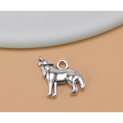 20pcs 16x14mm Zinc Alloy Metal Wolf Charm Fit Handmade Necklace Bracelet Pendant Accessories Tibetan Silver Color Jewelry
