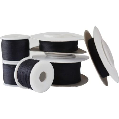280 Black 100% Real Pure Silk Embroidery Ribbon Handcraft,Double Face Taffeta Silk Tape 2/4/7/10/13/15/20/25/32mm,10/30/100m