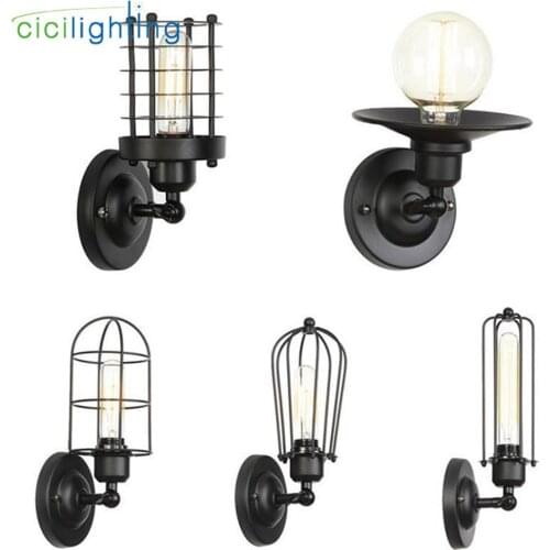 AC100-240 Black Wall Sconces Minimalist Industrial Iron Novelty Hallway Stairs Bedside Lamp Decorative Wall Light Sconce