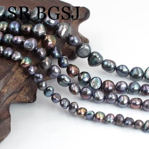 Free Ship 4-5mm 6-7mm 7-8mm 8-9mm Black Natural Freshwater BAROQUE Potato Pearl Wholesale Beads 14"