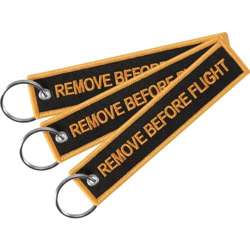 Mobile Phone Strap Double-sided Embroidery REMOVE BEFORE FLIGHT Keychain for Motorcycles Porte Clef Key Ring Chain Mobile Straps