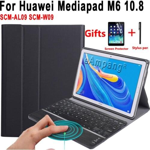 Case for Huawei Mediapad M6 10.8 Pro SCM-AL09 SCM-W09 with Touchpad Keyboard Detachable Bluetooth Trackpad Leather Cover Shell