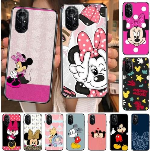 Mouse Mickey Black Fun Clear Phone Case For Huawei Honor 20 10 9 8A 7 5T X Pro Lite 5G Black Etui Coque Hoesjes Comic Fash des