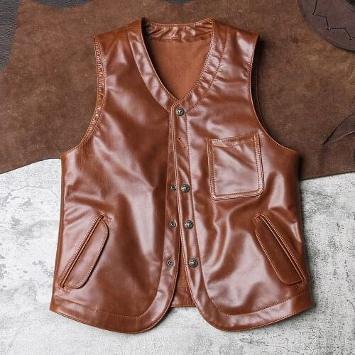 DAV300 Rock Can Roll Read Description! Asian Size Super Quality Cow Skin Mens Cowhide Leather Stylish Rider Vest