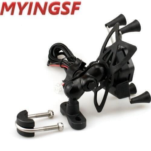 Phone Holder USB Charger For Aprilia Caponord 1200/ Tuono V4R 1000R/ Dorsoduro 1200 Motorcycle GPS Navigation Bracket X-Grip