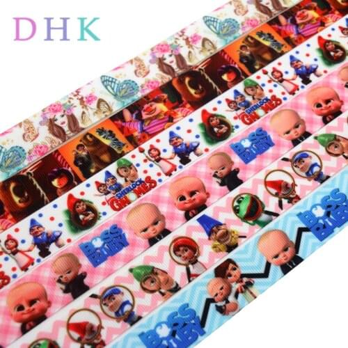 DHK 50yards baby gnomes girl fly cartoon printed grosgrain Ribbon Accessory hairbow headwear decoration Wholesale OEM DIY S894