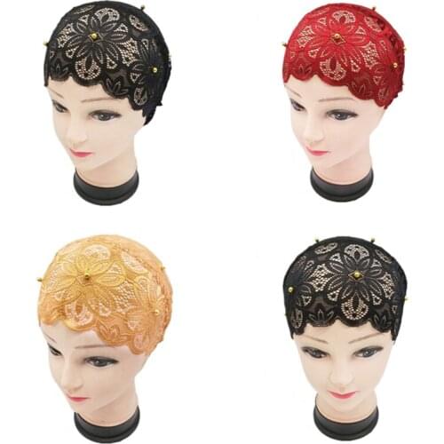 Women Muslim Elastic Lace Bandage Hat Muslim Inner Caps Islamic Indian Turban Cancer Headwear Underscarf Hats Middle East
