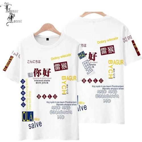 Funny HELLO World Language 3D Printing T-shirt Summer Fashion Round Neck Short Sleeve Popular Streetwear Plus Size