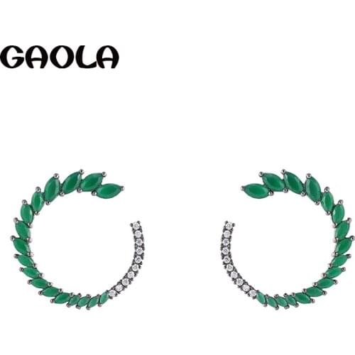 GAOLA Fashion brincos 2017 Clear round shape Cubic Zirconia Stud Earrings for Women Girls Christmas Gift GLE5785Y