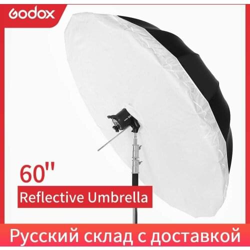 Godox 60" 150cm Studio Photogrphy Umbrella Black Silver Reflective Umbrella + Large Diffuser Cover For Studio Shooting