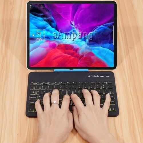 For iPad Pro 12.9 Keyboard 7 Colors Backlit Keyboard for Apple Pro 12.9 2015 2017 2018 2020 3.0 Bluetooth Keyboard