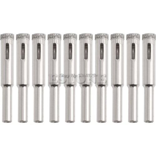 New 10Pcs 5mm 6mm 8mm 10mm 12mm Diamond Coated Core Drill Bits Hole Saw Glass Tile Ceramic Marble Whosale&Dropship