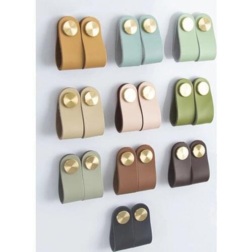 Nordic kitchen leather handles cupboard door gold furniture knobs kitchen cabinet furniture handles leather handles