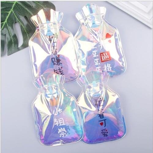 Creative cartoon Laser transparent Hot Water Bottles Silver Portable Chinese character Hand Warmer Girls Pocket Hand Feet warmer