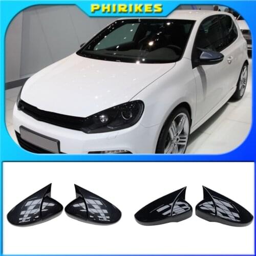 For Scirocco PASSAT Beetle 2009-2018 Carbon Fiber Door Side Wing Rearview Mirror Ox Horn Cover Cap Car Accessories