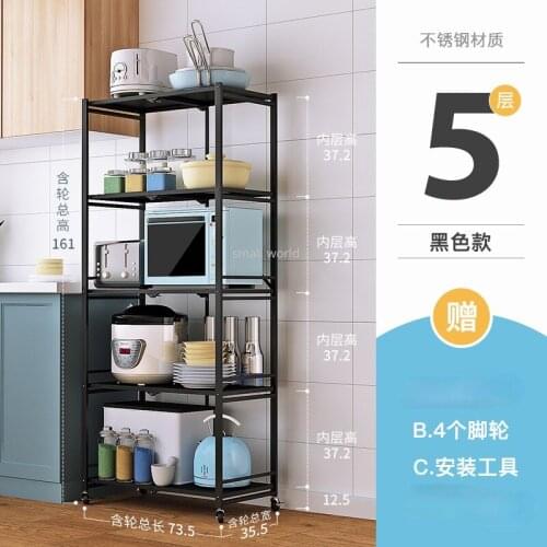 Kitchen racks multi-layer microwave oven racks foldable oven racks garage sundries racks organizer storage shelf organizer