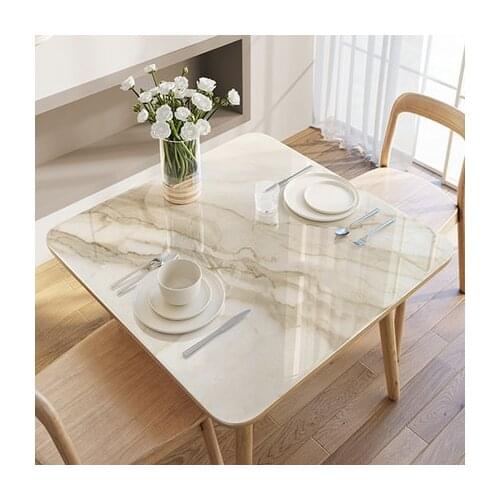 Square Table Square Coffee Table Mat PVC Soft Glass PVC Table Cloth Waterproof Tablecloth Table Cover Mat for Home Kitchen